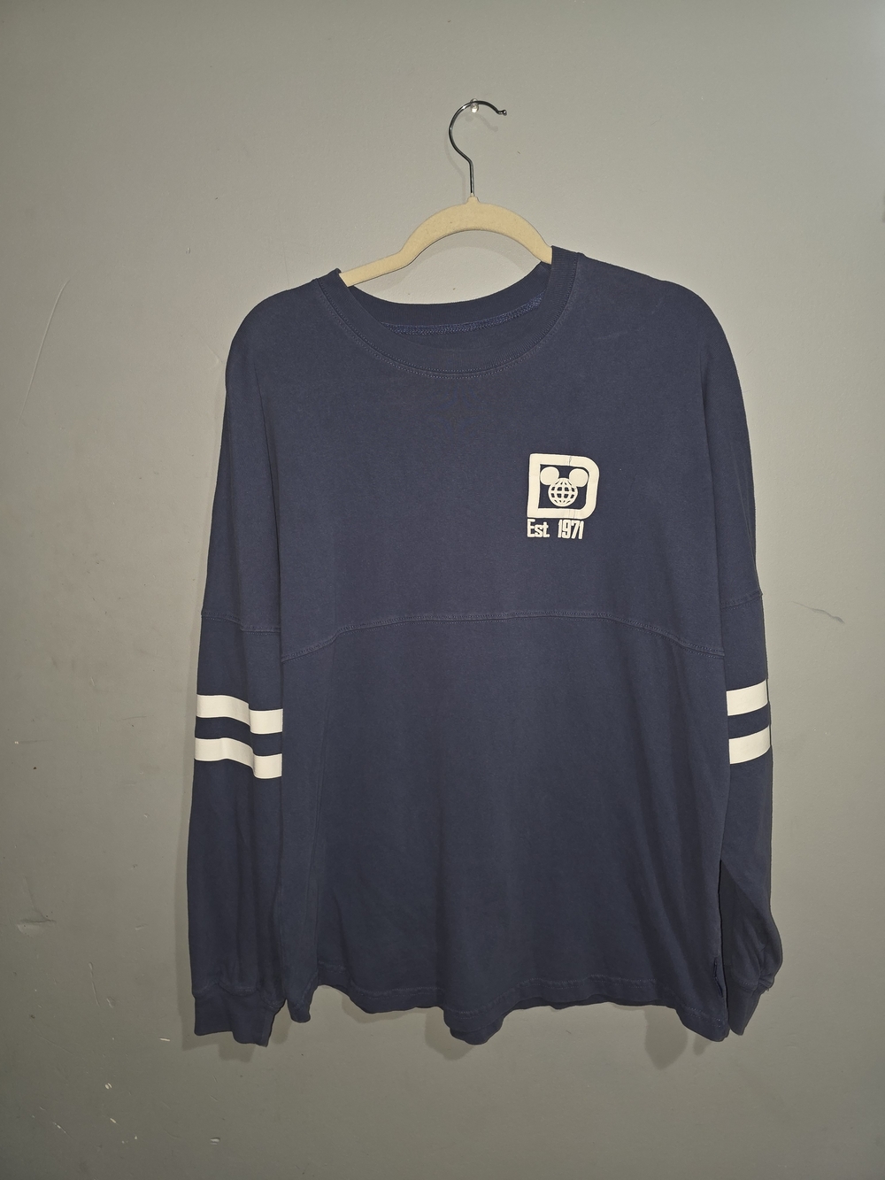 Disney Parks- Long Sleeve Crewneck Jersey with White Stripe Details